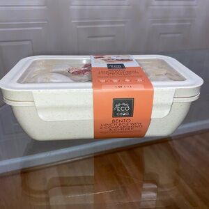 Brand New Bento  Lunch Box With 2 Components & Cutlery .